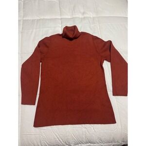 Coldwater Creek Womens Rust Orange Ribbed Turtleneck Sweater PXL Viscose Blend